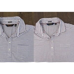 Polo Golf Ralph Lauren Shirt Mens Lot Of 2 Size XL White Striped Stretch Lisle